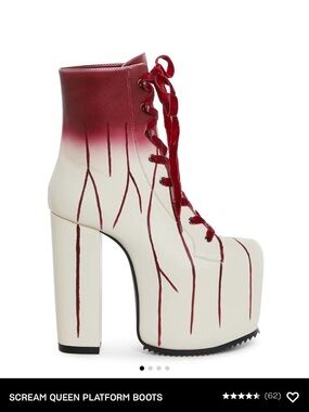 Dolls Kill Red & White Ombré Lace-Up Platform Boots